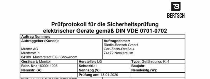 DGUV V3 Prüfprotokoll Beispiel-Muster